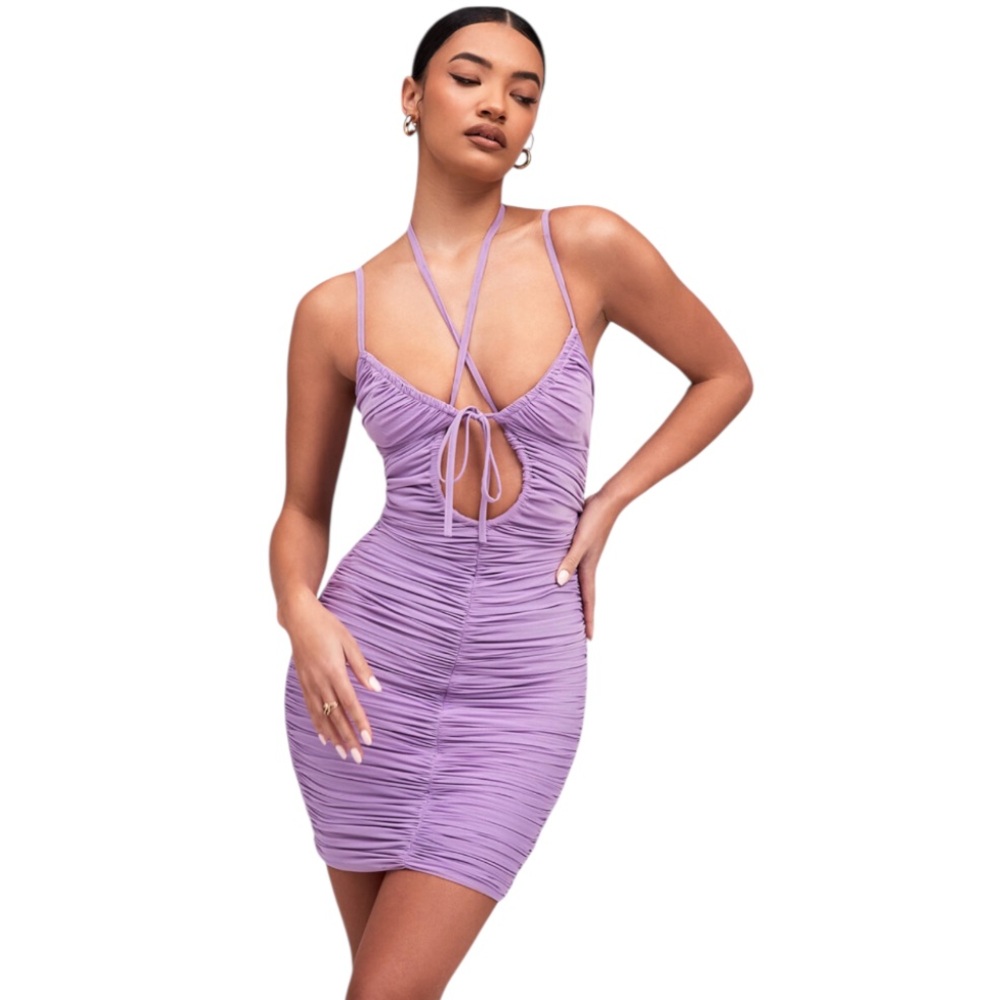 Mistress Rocks No Ruched At All Mini Dress in Lilac SZ XS NWT